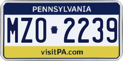 PA license plate MZO2239