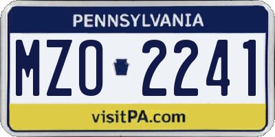 PA license plate MZO2241
