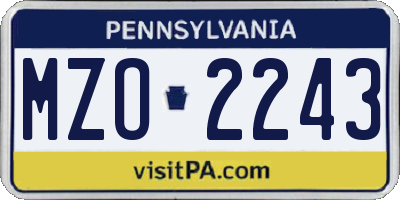 PA license plate MZO2243