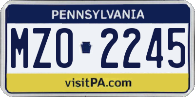 PA license plate MZO2245