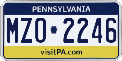 PA license plate MZO2246