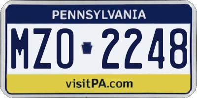 PA license plate MZO2248