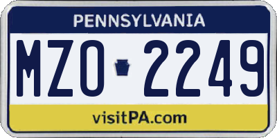 PA license plate MZO2249