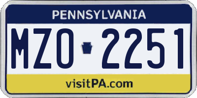 PA license plate MZO2251