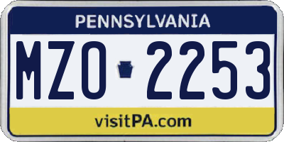 PA license plate MZO2253