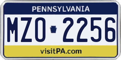PA license plate MZO2256