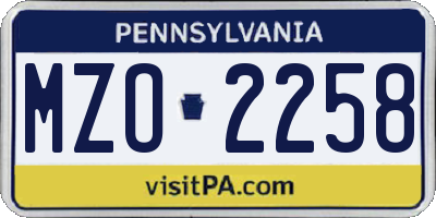 PA license plate MZO2258