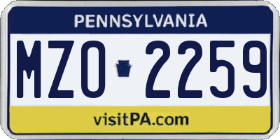 PA license plate MZO2259