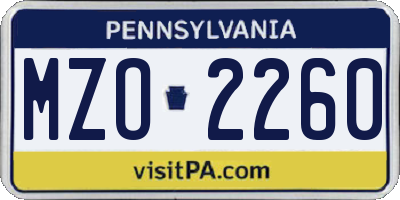 PA license plate MZO2260