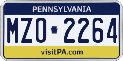 PA license plate MZO2264