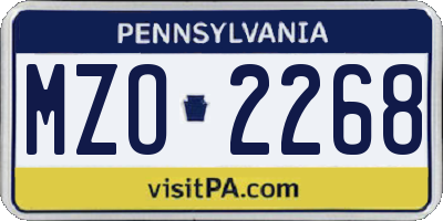 PA license plate MZO2268