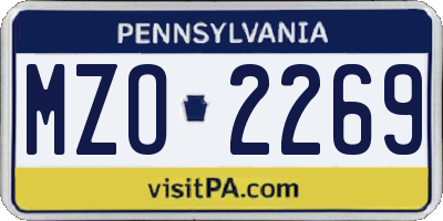 PA license plate MZO2269