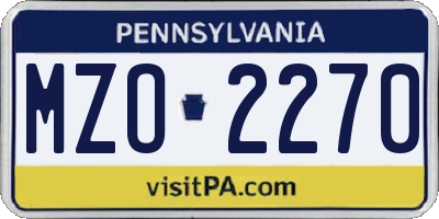 PA license plate MZO2270