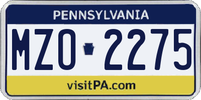 PA license plate MZO2275