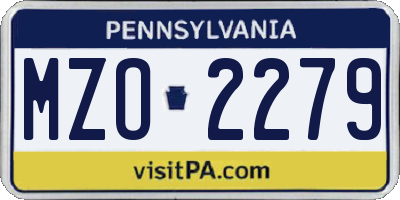 PA license plate MZO2279