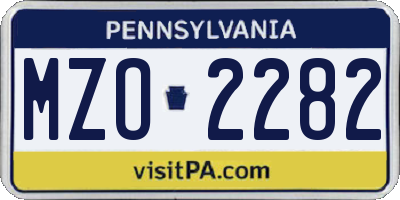 PA license plate MZO2282