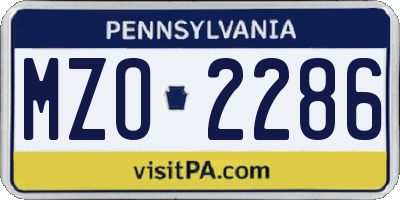 PA license plate MZO2286