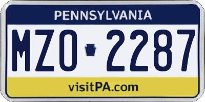 PA license plate MZO2287
