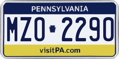 PA license plate MZO2290