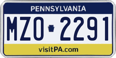 PA license plate MZO2291