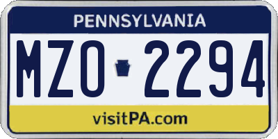 PA license plate MZO2294