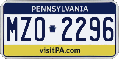 PA license plate MZO2296
