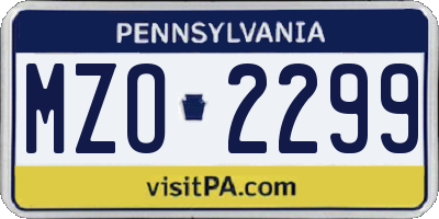PA license plate MZO2299