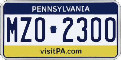 PA license plate MZO2300