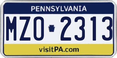 PA license plate MZO2313