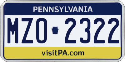 PA license plate MZO2322