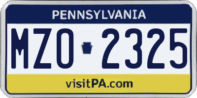 PA license plate MZO2325