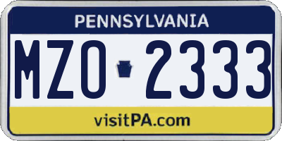PA license plate MZO2333
