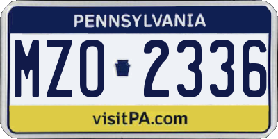 PA license plate MZO2336