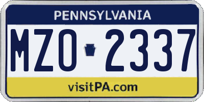 PA license plate MZO2337