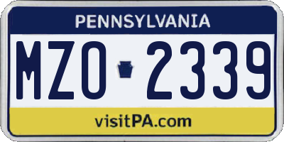 PA license plate MZO2339