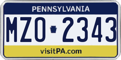 PA license plate MZO2343