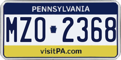 PA license plate MZO2368