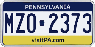 PA license plate MZO2373