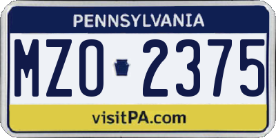PA license plate MZO2375