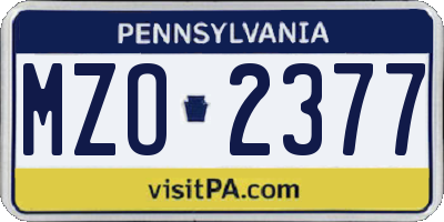 PA license plate MZO2377