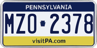 PA license plate MZO2378