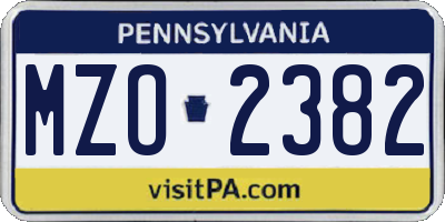 PA license plate MZO2382