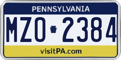 PA license plate MZO2384