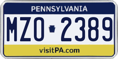 PA license plate MZO2389