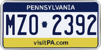 PA license plate MZO2392