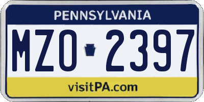 PA license plate MZO2397