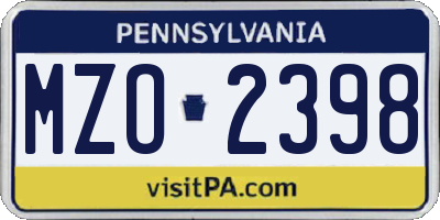 PA license plate MZO2398