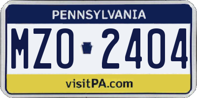 PA license plate MZO2404