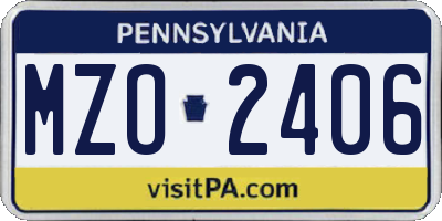 PA license plate MZO2406