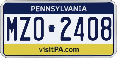 PA license plate MZO2408